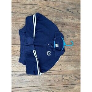 Victoria Secret PINK Cropped Long Sleeve Fleece Pullover in Navy - Size Medium